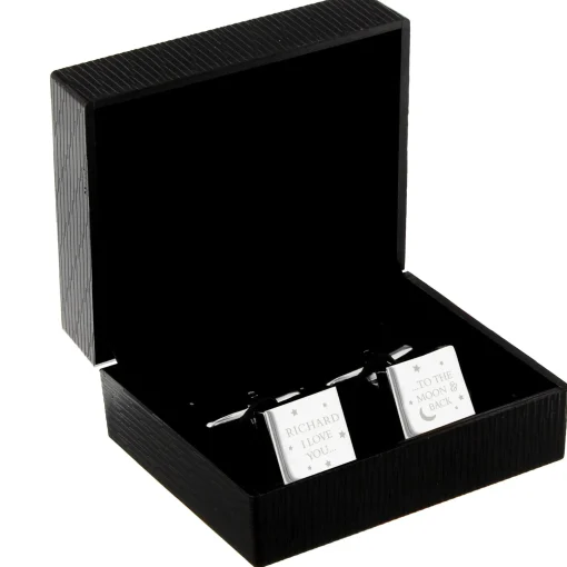 Personalised To the Moon and Back Square Cufflinks