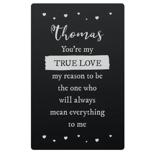 Personalised True Love Black Metal Wallet Card