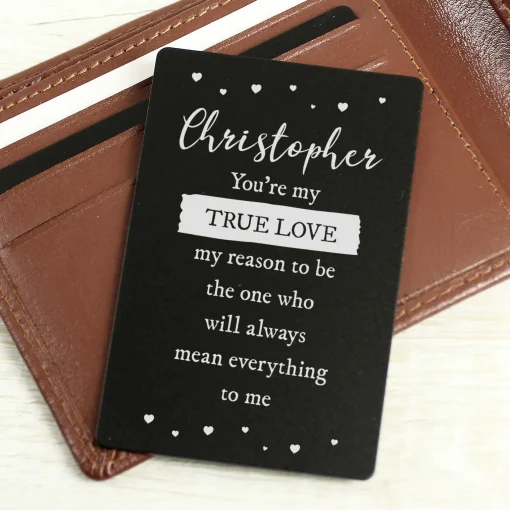 Personalised True Love Black Metal Wallet Card