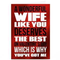 Personalised Valentine's Day Card - A Wonderful Wife Like You...