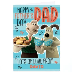 Personalised Wallace & Gromit Father's Day Card - Tea and Biscuits, Dad