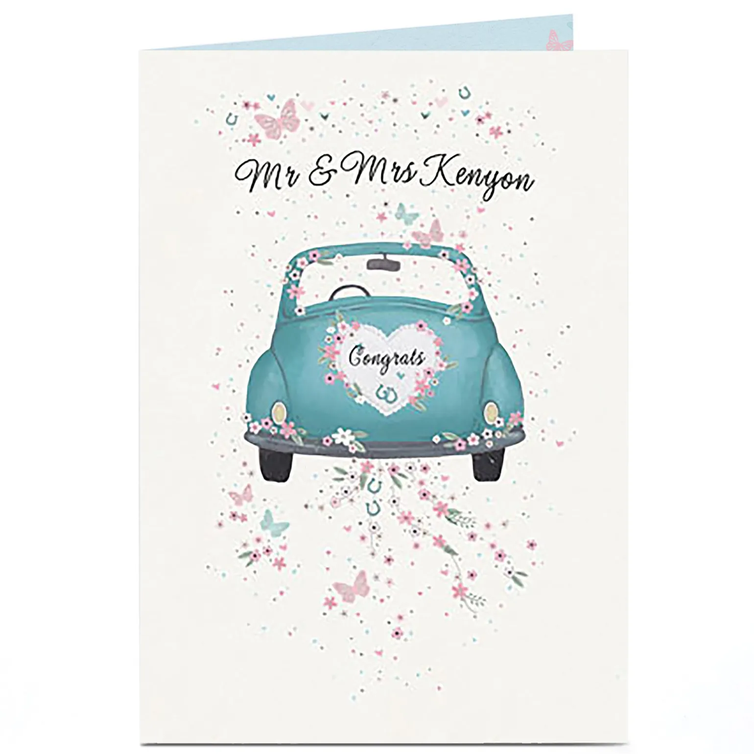 Personalised Wedding Card - Car & Confetti