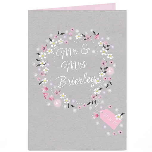 Personalised Wedding Card - Pretty Floral Wreath