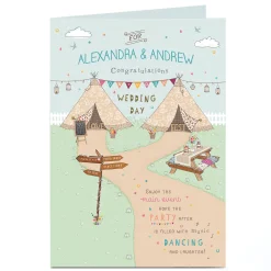 Personalised Wedding Card - Tipi Tents and Parties!