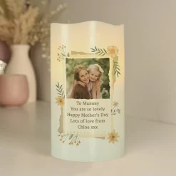 Personalised Wild Flowers Photo Upload LED Candle