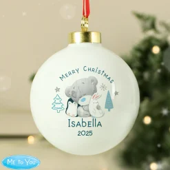 Personalised Winter Explorer First Christmas Tiny Tatty Teddy Bauble