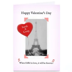 Personalised Witty In Pink Valentine's Day Card - Eiffel Tower
