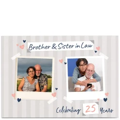 Photo Anniversary Card - Stripes & hearts, 25 Years