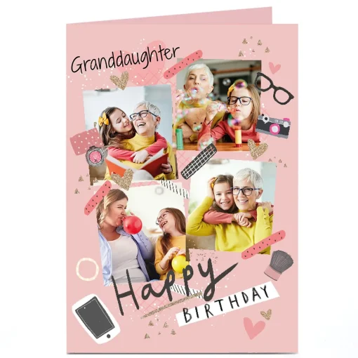 Photo Birthday Card - Pink, Granddaughter