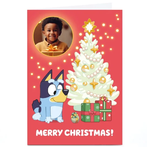 Photo Bluey Christmas Card - 1 Photo Merry Christmas