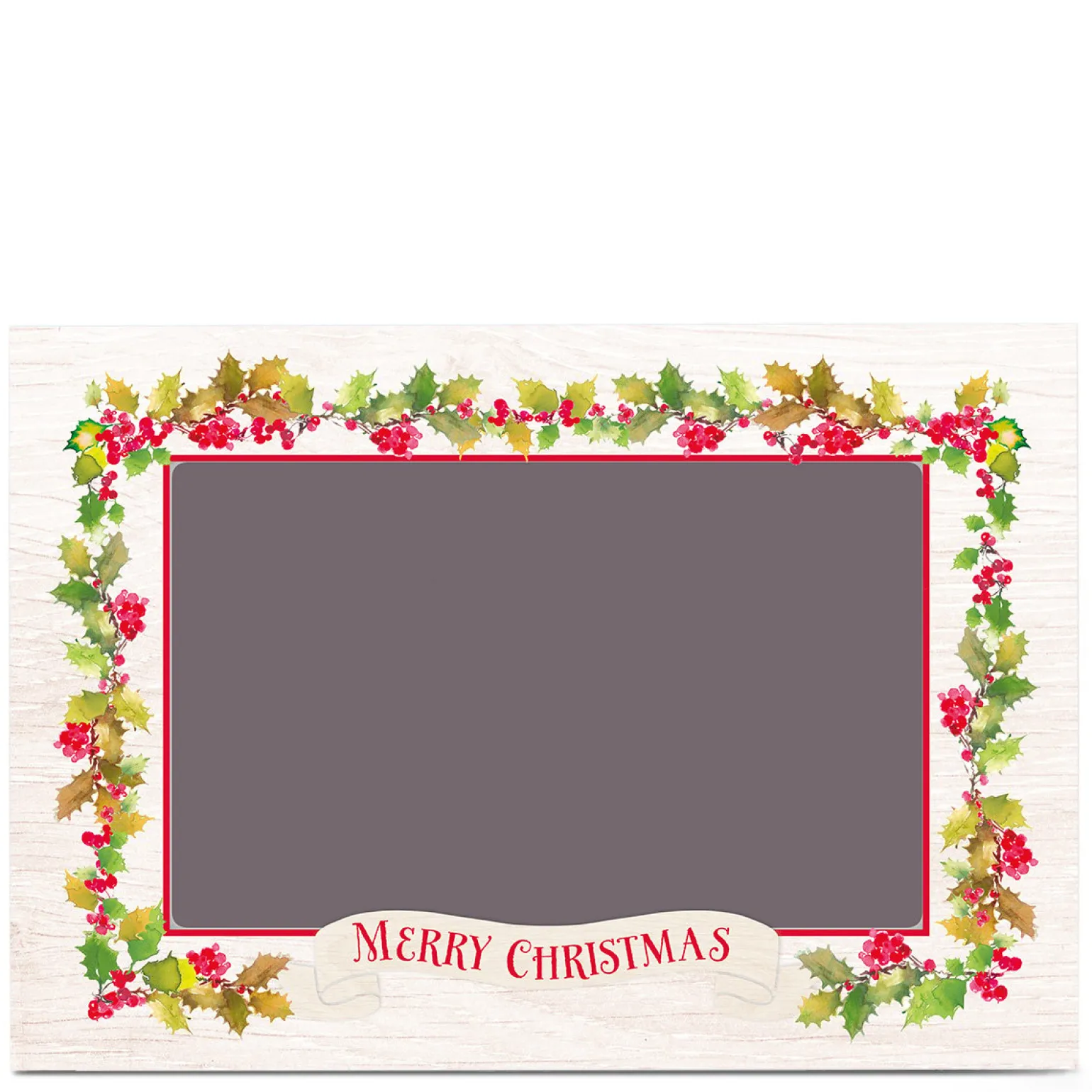 Photo Business Christmas Card - Holly Wreath