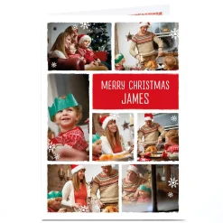 Photo Christmas Card - 7 Photos With Snowflakes