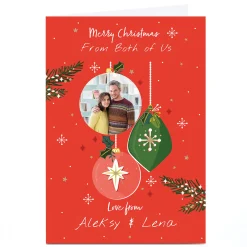 Photo Christmas Card - Both of Us Baubles