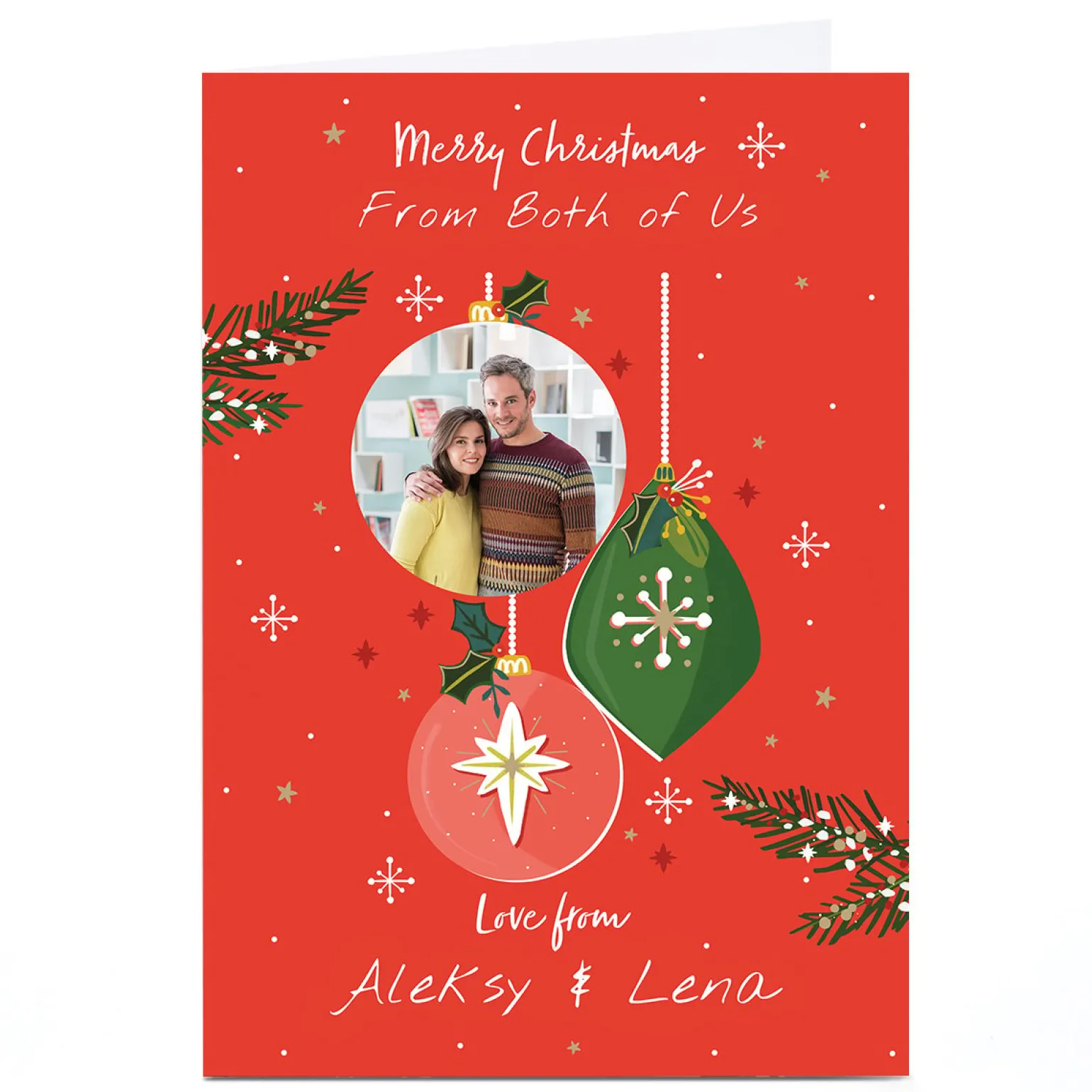 Photo Christmas Card - Both of Us Baubles