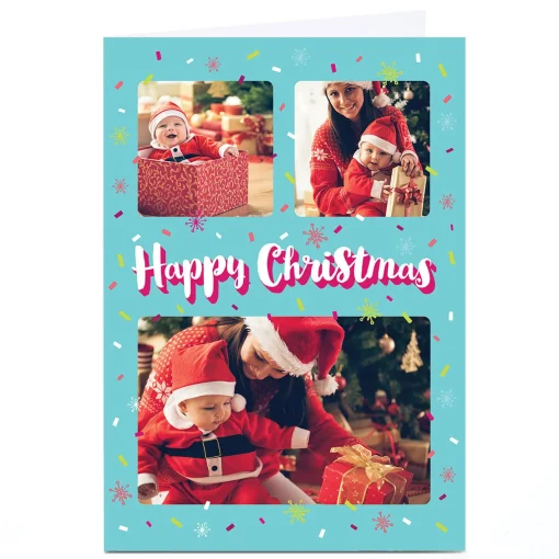 Photo Christmas Card - Confetti & snowflakes