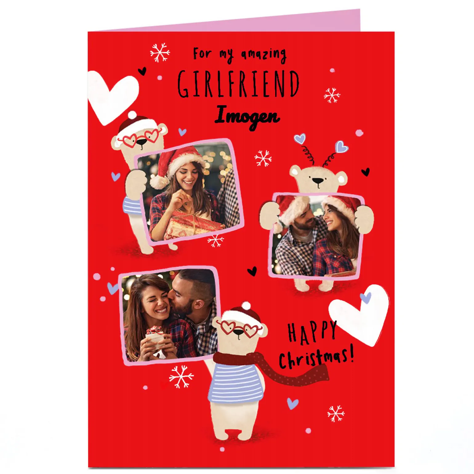 Photo Christmas Card - Cuddly Bears, For my Amazing Girlfriend