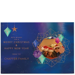 Photo Christmas Card - Geometric Baubles