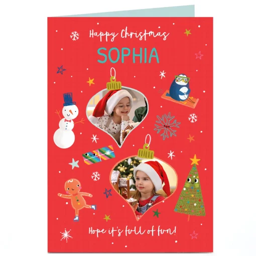 Photo Christmas Card - Hope it's Full of Fun Baubles, Any Name
