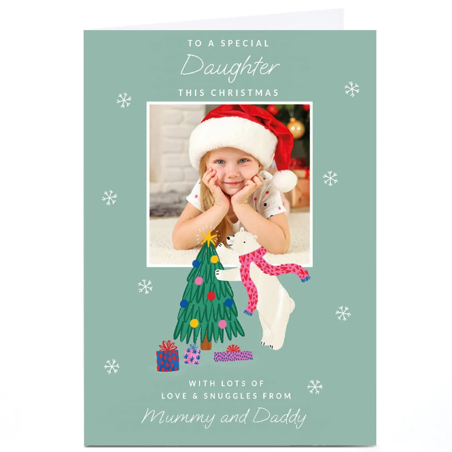 Photo Christmas Card - Love and Snuggles Polar Bear, Daughter