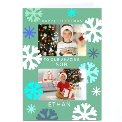 Photo Christmas Card - Snowflakes, Our Amazing Son