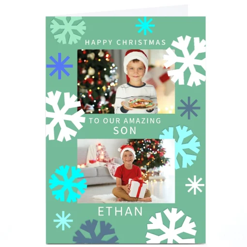 Photo Christmas Card - Snowflakes, Our Amazing Son
