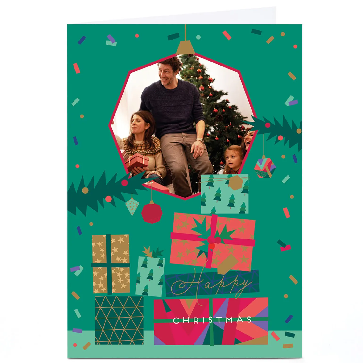 Photo Christmas Card - Stack Of Gifts
