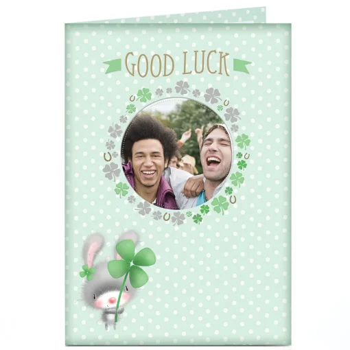 Photo Good Luck Card - Rabbit & Clover