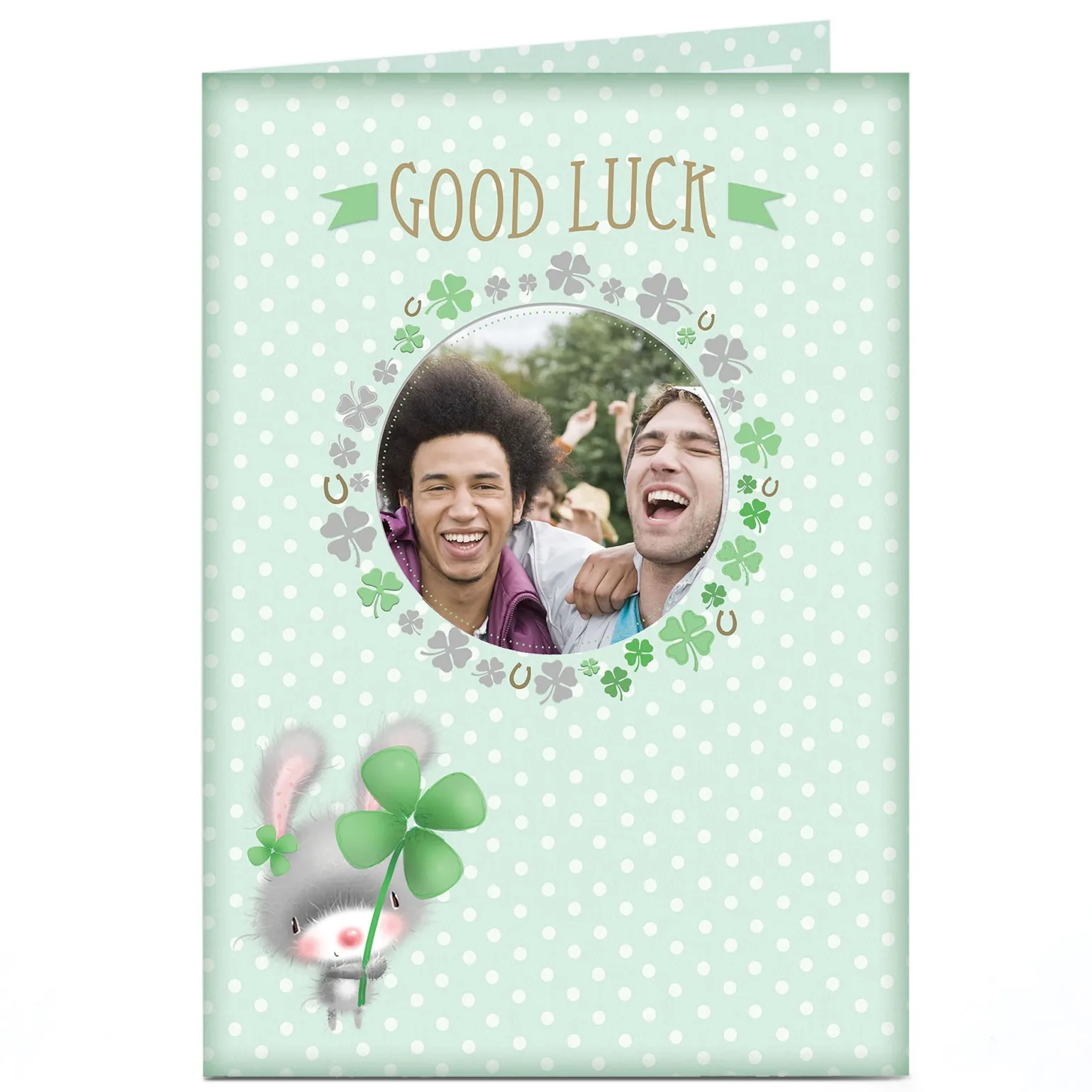Photo Good Luck Card - Rabbit & Clover