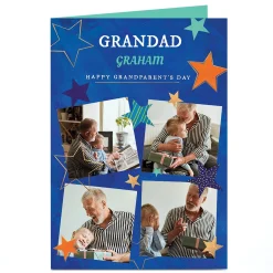 Photo Grandparents Day Photo Card - Blue & Orange Stars