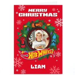 Photo HotWheels Christmas Card - Hot Wheels Wreath, Any Name