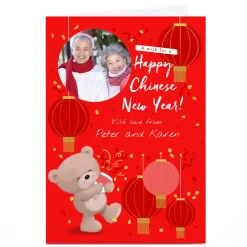 Photo Hugs Bear Chinese New Year Card