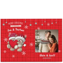 Photo Hugs Bear Christmas Card - Wonderful Couple