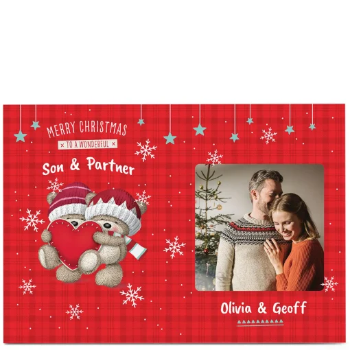 Photo Hugs Bear Christmas Card - Wonderful Couple