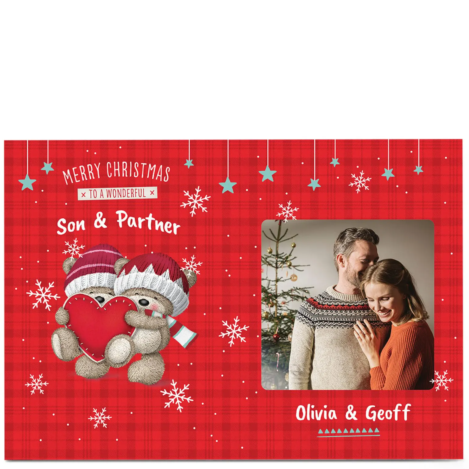 Photo Hugs Bear Christmas Card - Wonderful Couple