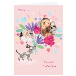 Photo Kerry Spurling Mother's Day Card - Dog Holding Flowers