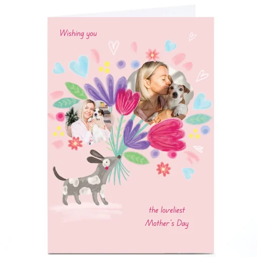 Photo Kerry Spurling Mother's Day Card - Dog Holding Flowers