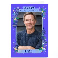Photo Little Mono Christmas Card - Purple Portrait