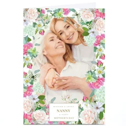 Photo Mother's Day Card - Floral Border, Nanny