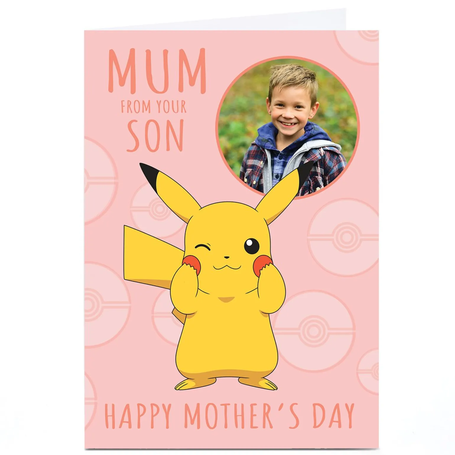 Photo Pokemon Mother's Day Card - Cute Pikachu, From your Son