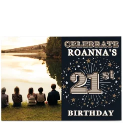 Photo 21st Birthday Invitation - Gold Stars