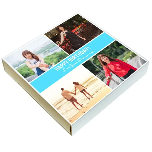 Photo Upload Belgian Chocolates - Blue, 4 Photos