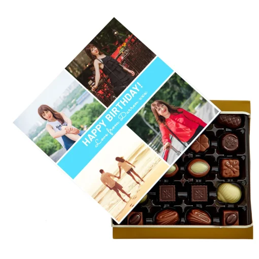Photo Upload Belgian Chocolates - Blue, 4 Photos