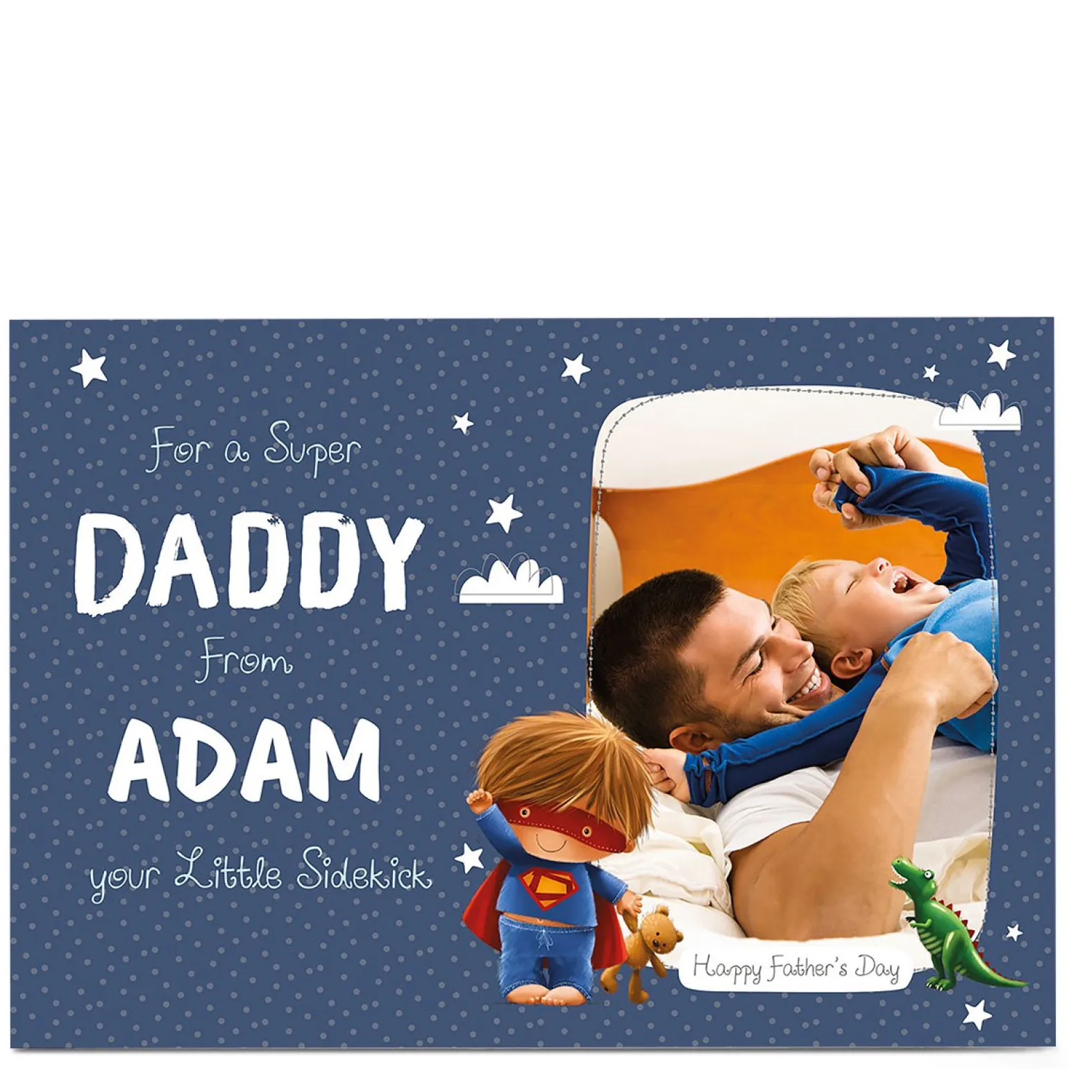 Photo Upload Father's Day Card - Super Daddy And Sidekick