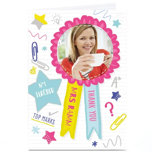 Photo Upload Thank You Teacher Card - Top Marks
