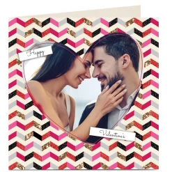 Photo Upload Valentine's Card - Zigzag Pattern & Heart
