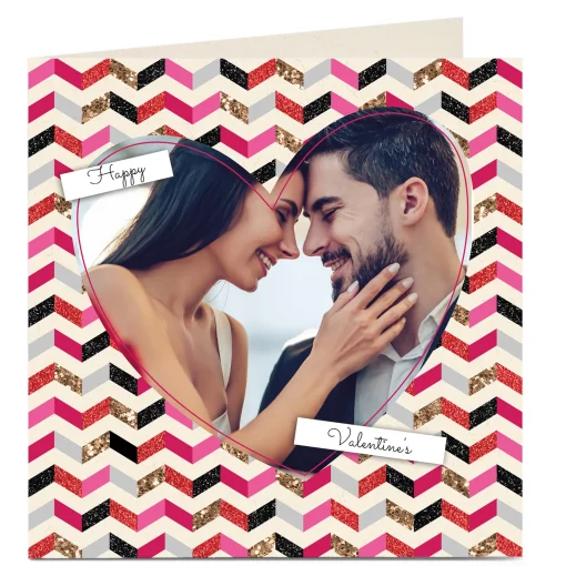 Photo Upload Valentine's Card - Zigzag Pattern & Heart