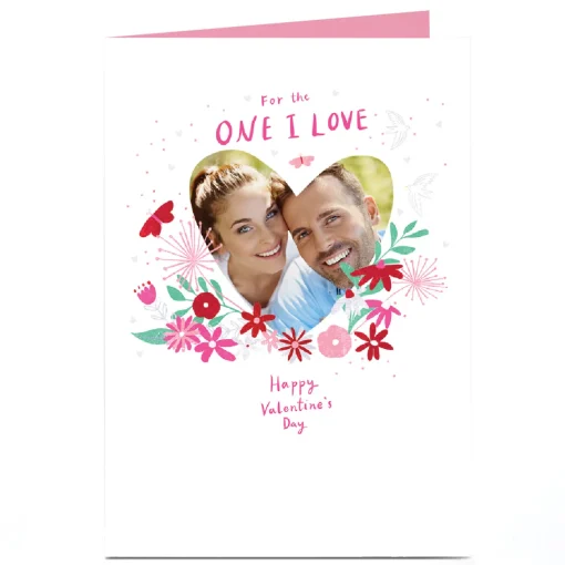 Photo Valentine's Day Card - Flower Border Heart, One I Love
