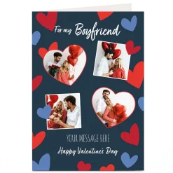 Photo Valentine's Day Card - 4 Photo Hearts, Boyfriend