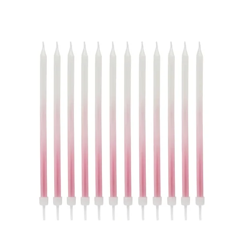 Pink Tall Ombre Skinny Cake Candles - Pack of 12