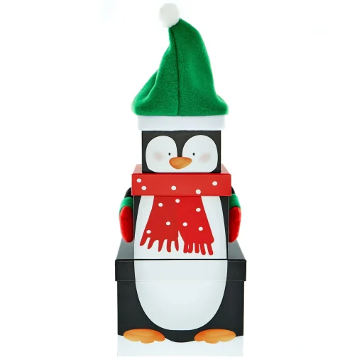 Plush Penguin Gift Boxes - Set Of 3